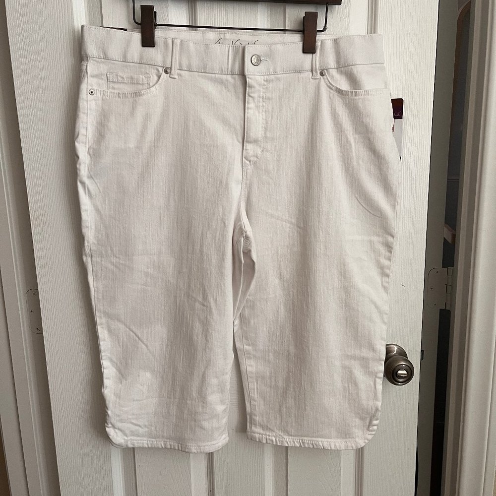 Gloria Vanderbilt White Stretch Skimmer Capri Pants 18